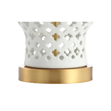 Quatrefoil Fretwork 20.5" Pierced Ginger Jar Ceramic/Metal LED Table Lamp - JONATHAN Y